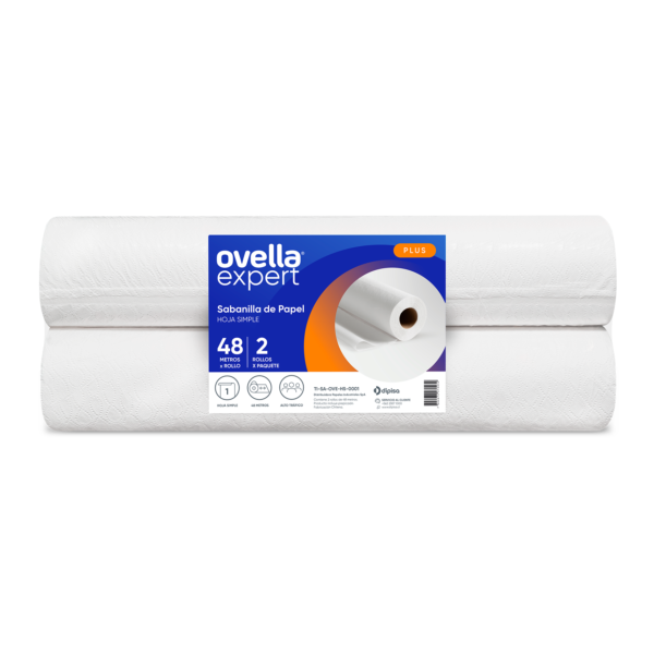 Sabanilla camilla de papel  Ovella rollo 48Mt Rollo 1 Hoja Blanca (SKU 10010801)